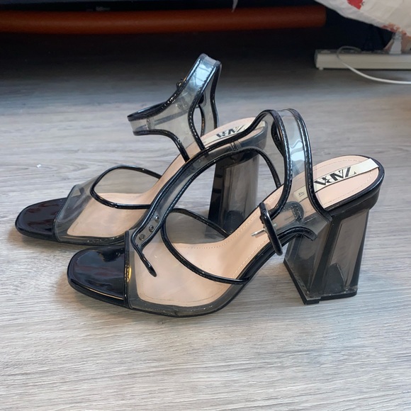 ZARA clear heels with buckle straps. - Picture 2 of 3